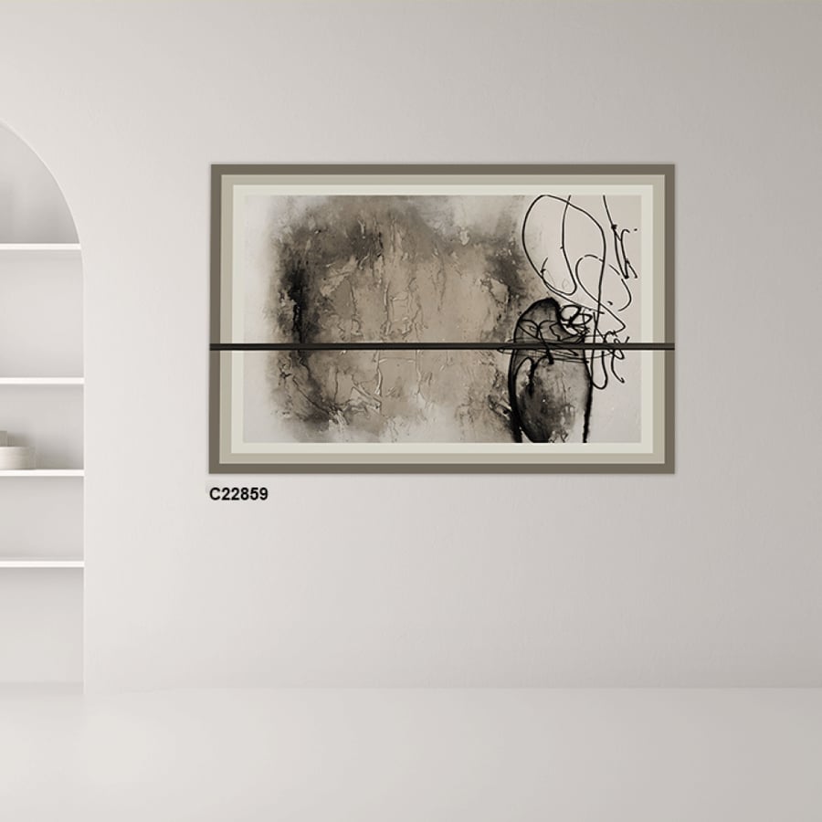 Modern canvas wall art with an abstract ink-style design (black and white)