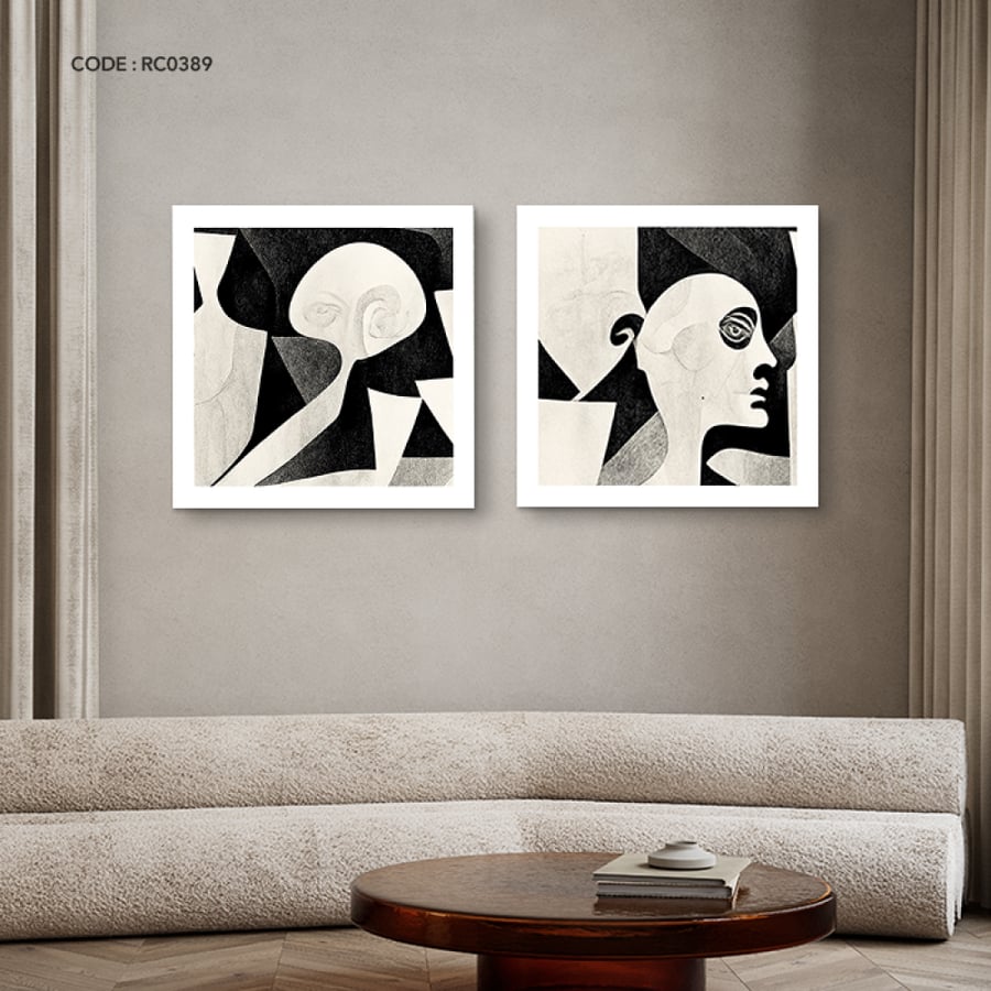 Canvas mural depicting a featureless human face