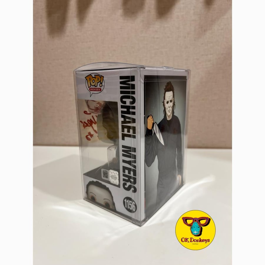 Funko Pop! Michael Myers autographed by actor Brad Loree, Authentication by OC Celebrity, with Pop Protector and Back Insert