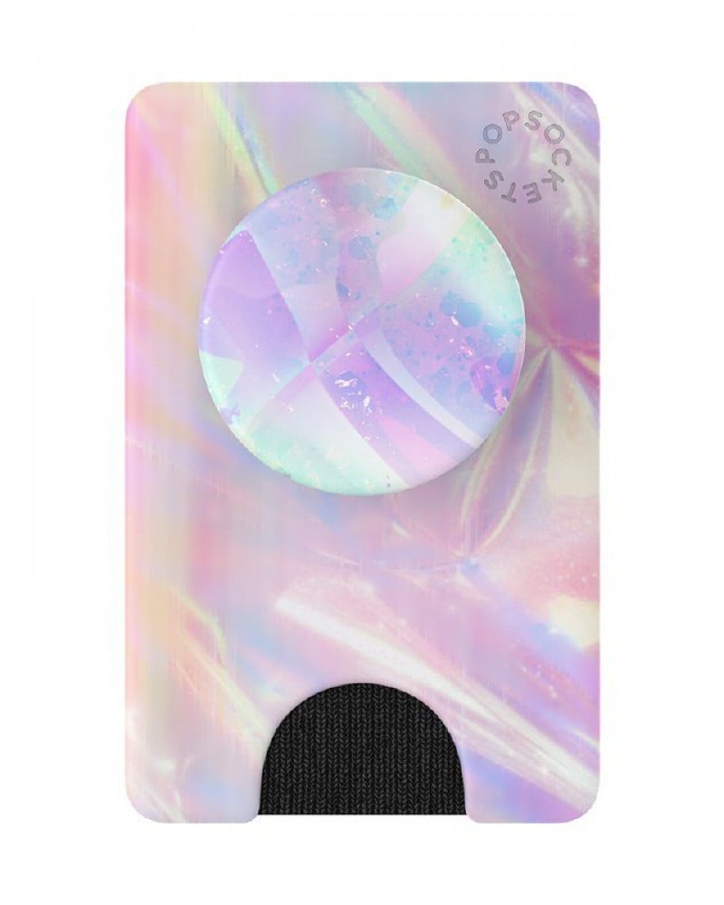 Colorful phone socket grip with card holder (Pink marble)