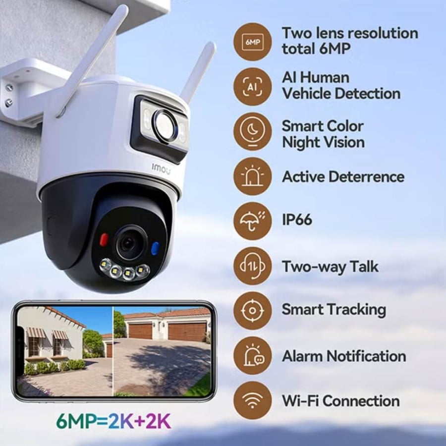 كاميرا Imou Cruiser Dual 6MP بمزايا ذكية ودقة تصوير مزدوجة 6 ميجا