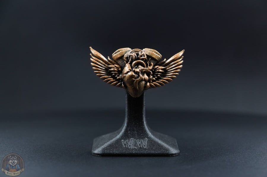 winged motorized heart broche