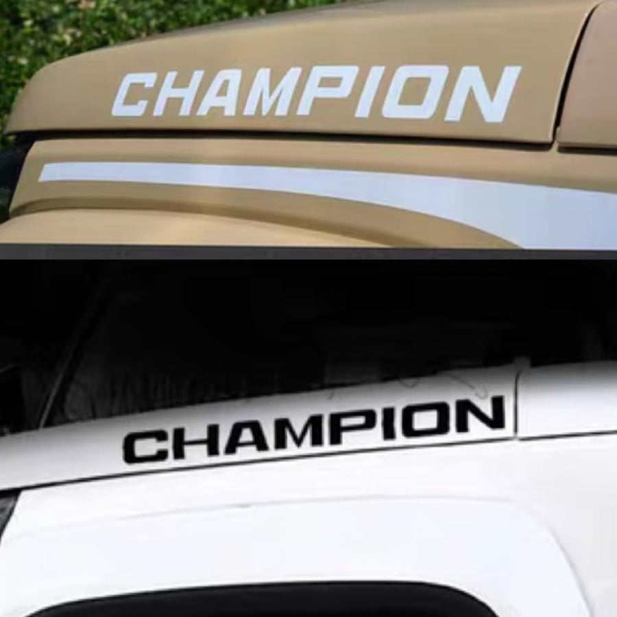 ستكر كتابة شامبيون Champion  اسود - ابيض