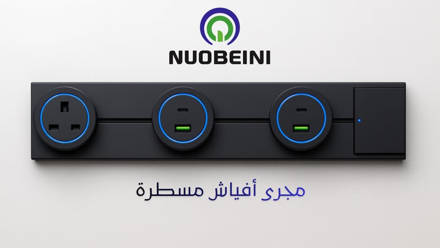 فيش مسطرة كهربائية 40 سم مع ثلاث مقابس  كهربائية و قابس USB