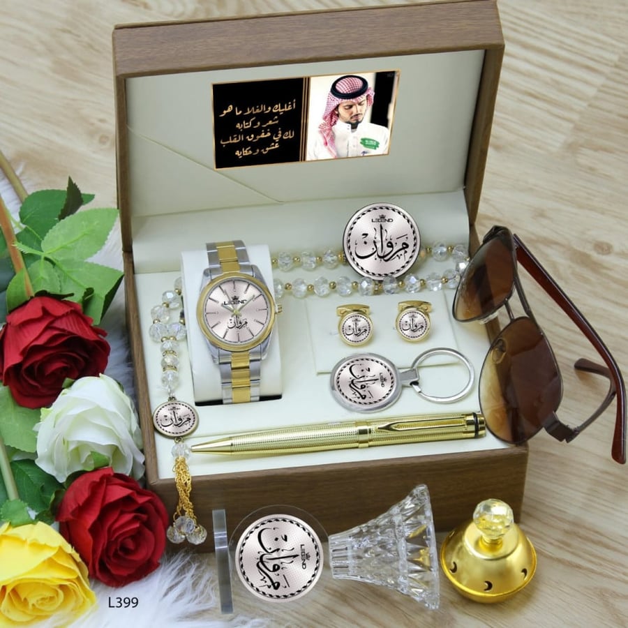 طقم ساعة رجالي تصميم الاسم حسب الطلب الموديل HM-55456