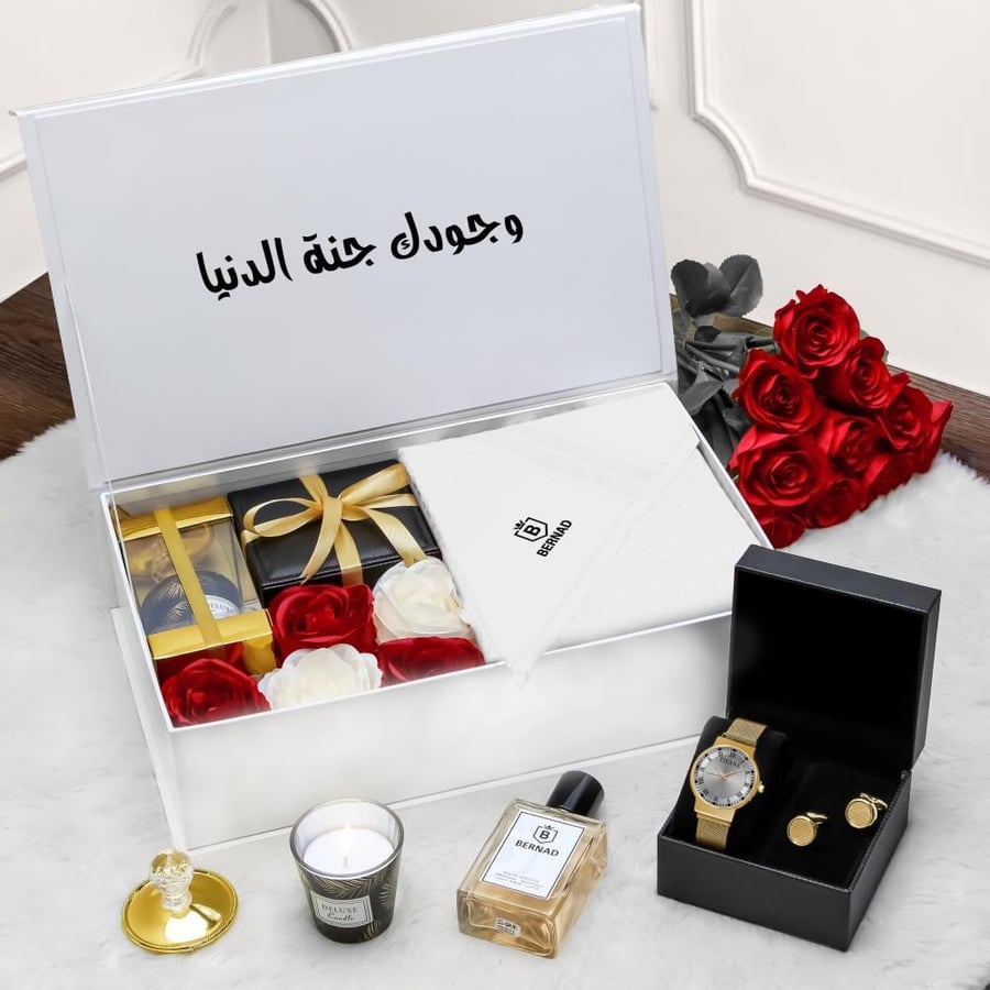 بوكس هدية رجالي بشماغ وطقم ساعة وعطر ومبخرة WI-787