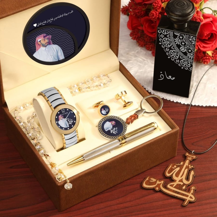 أطقم رجالية راقية ساعة مع اكسسوارات تصميم حسب الطلب الموديل HM-889