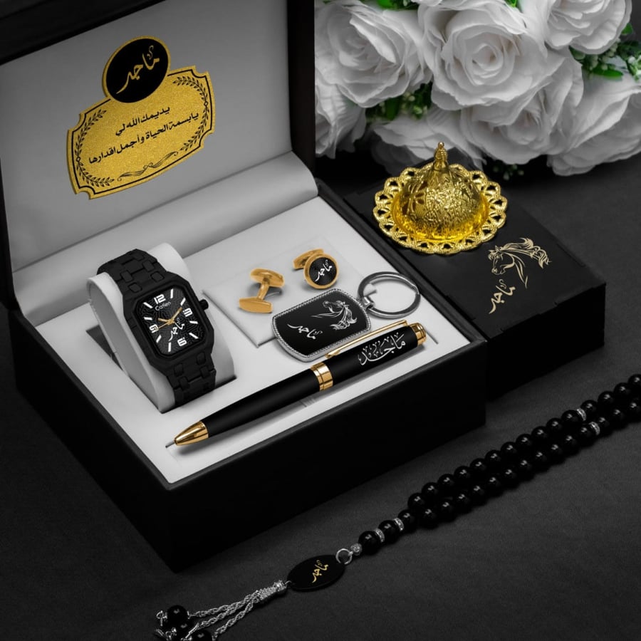 طقم ساعة رجالي تصميم الاسم حسب الطلب الموديل HM-55256