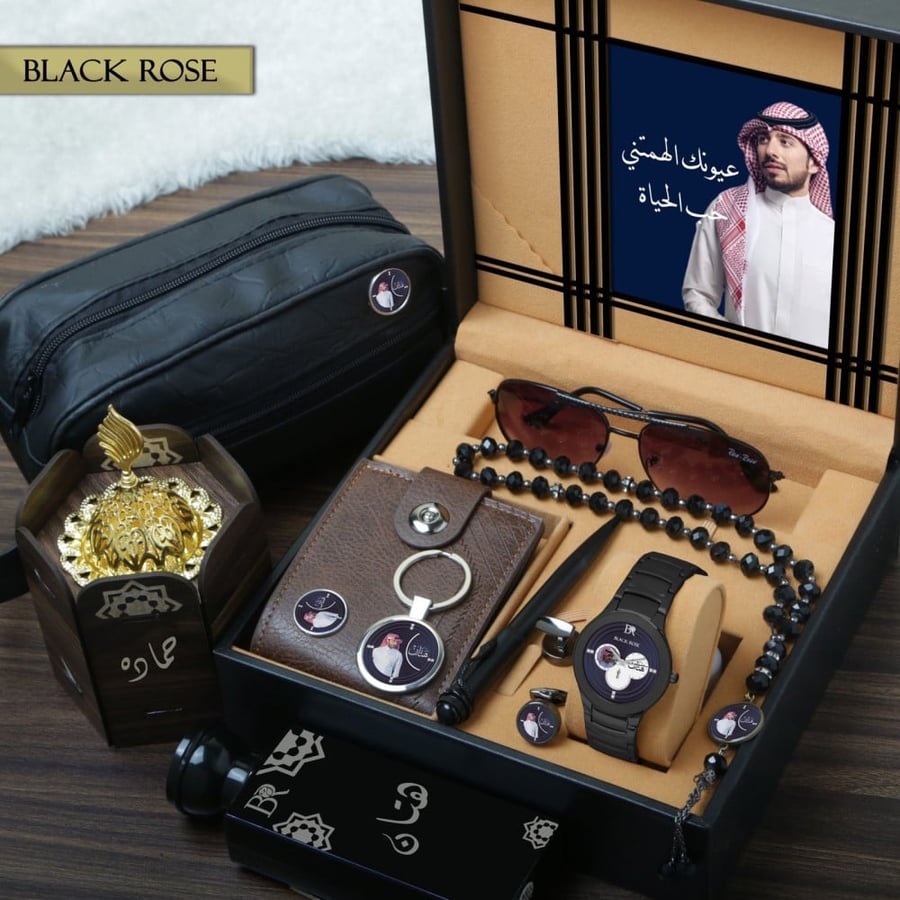اطقم ساعات رجالية فخمة وراقية مع إكسسوارات رجالية موديل BLAK-1202