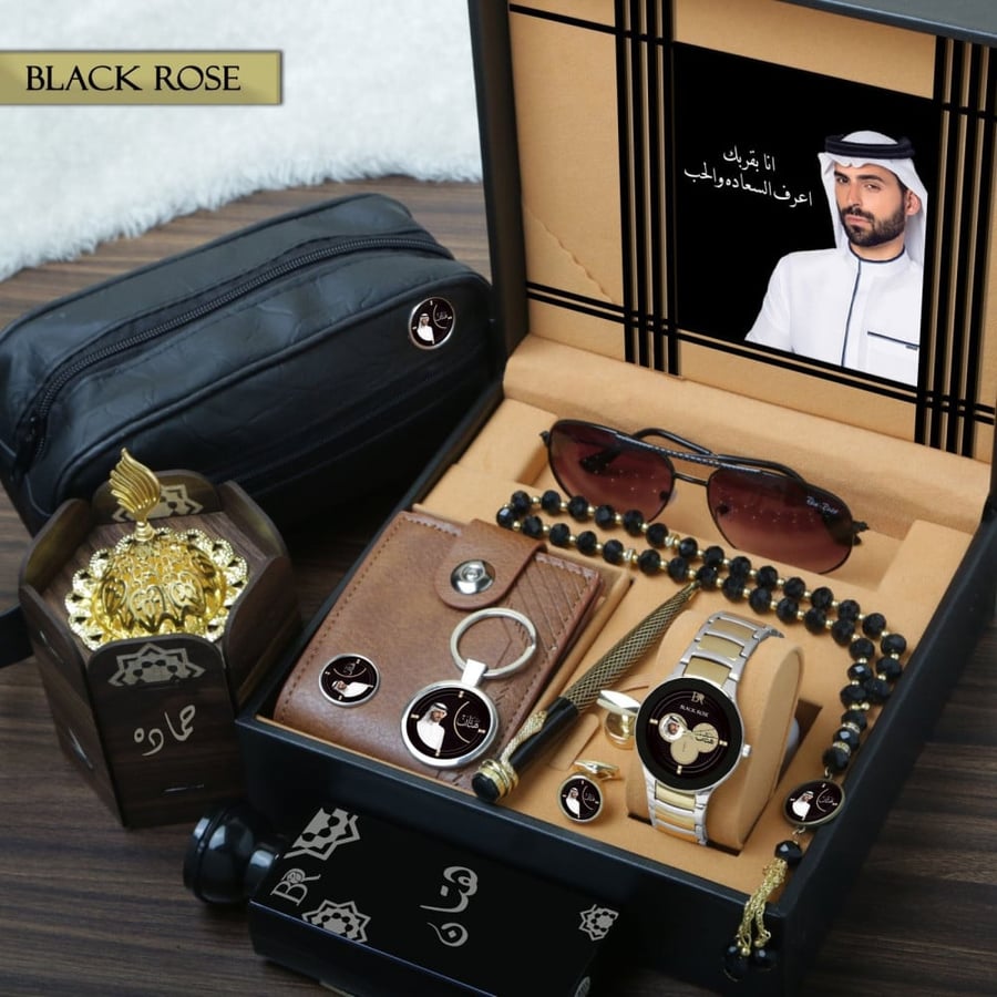 اطقم ساعات رجالية فخمة وراقية مع إكسسوارات رجالية موديل BLAK-1202