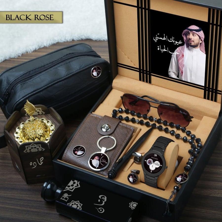 اطقم ساعات رجالية فخمة وراقية مع إكسسوارات رجالية موديل BLAK-1202
