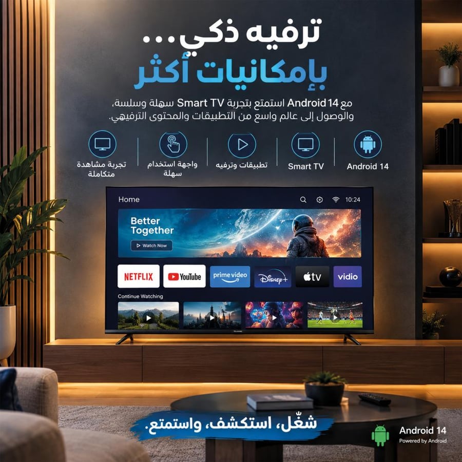 تلفزيون تليزون الذكي 43 بوصة FHD بنظام أندرويد 14