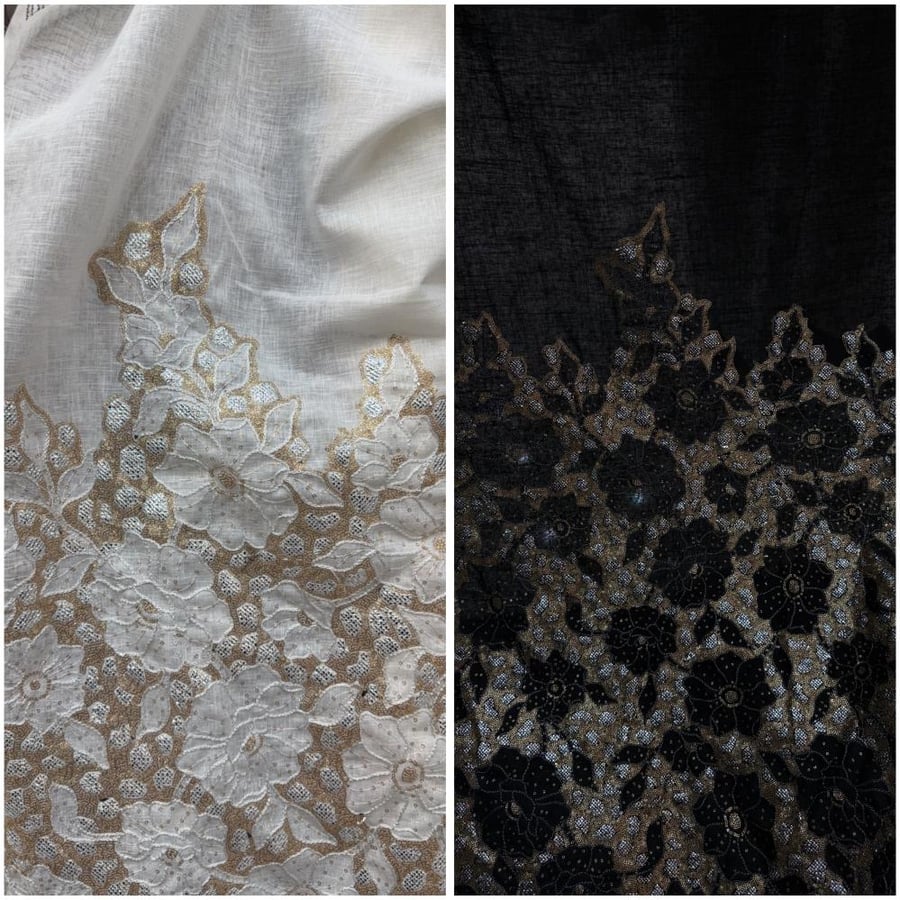 Thobe, inner dress with linen fabric, embroidered in front, outer cloak with linen