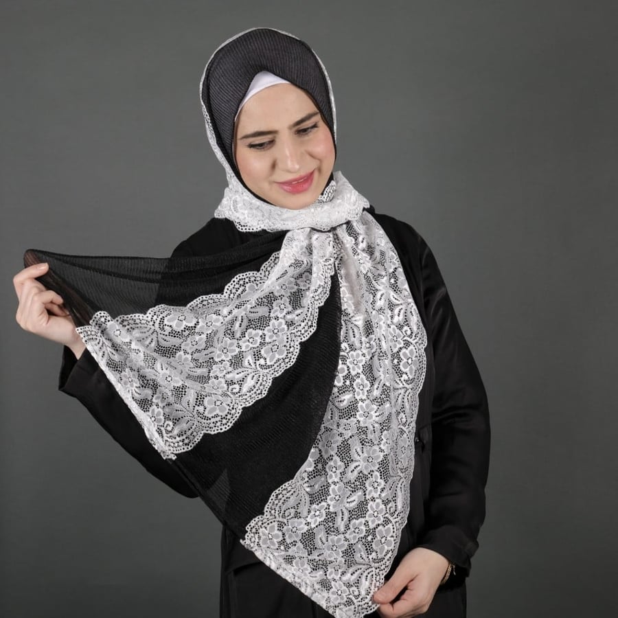 طرحة كشمير بشرحات دانتيل
