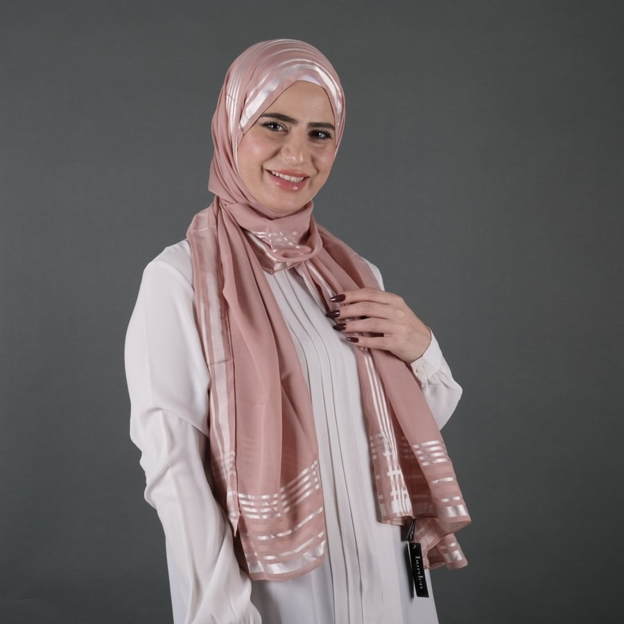 طرحة شيفون بوردن تركي مخطط
