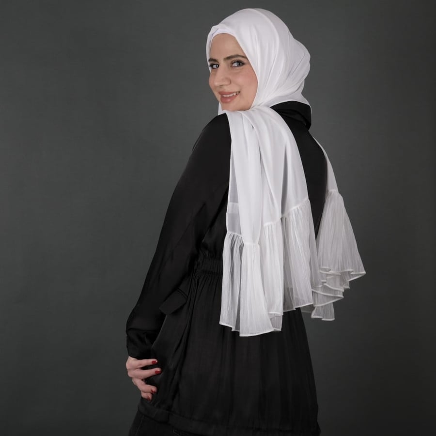 طرحة جوري شيفون بطرف بليسيه