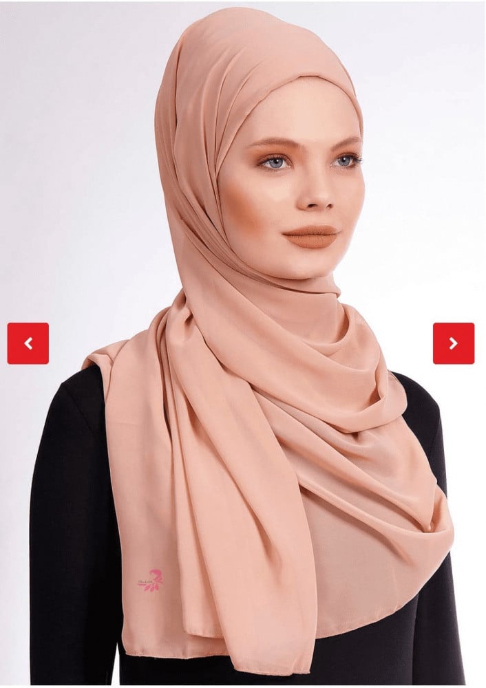 شال شيفون تركي مع بونيه قطن تغطية كاملة بستايل عصري