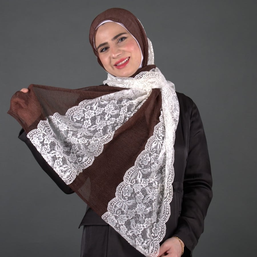 طرحة كشمير بشرحات دانتيل