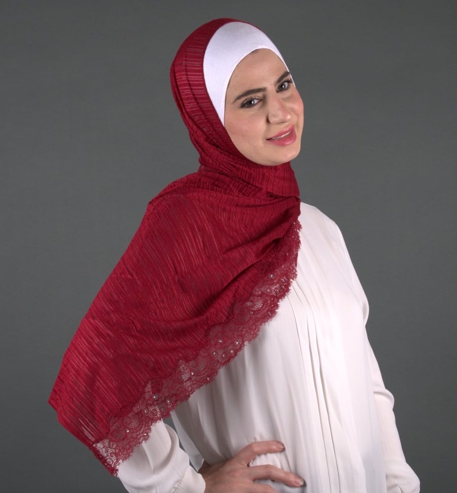 طرحة جوري ليكرا بدانتيل