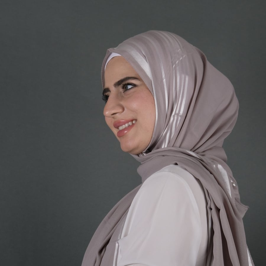 طرحة شيفون بوردن تركي مخطط