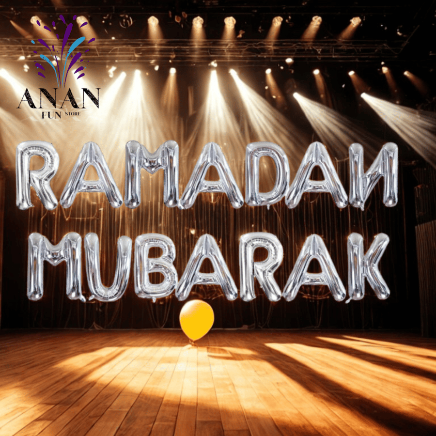 بلونات رمضان مبارك (فضي)