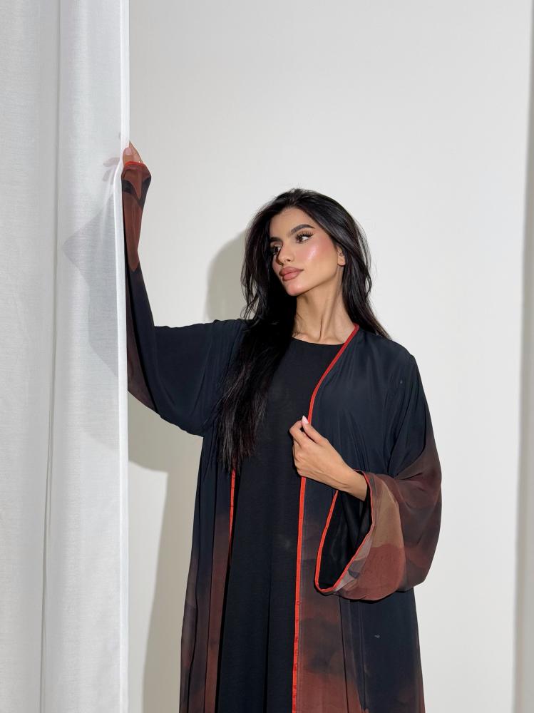 عباية شيفون أسود مبطن قصة كلوش