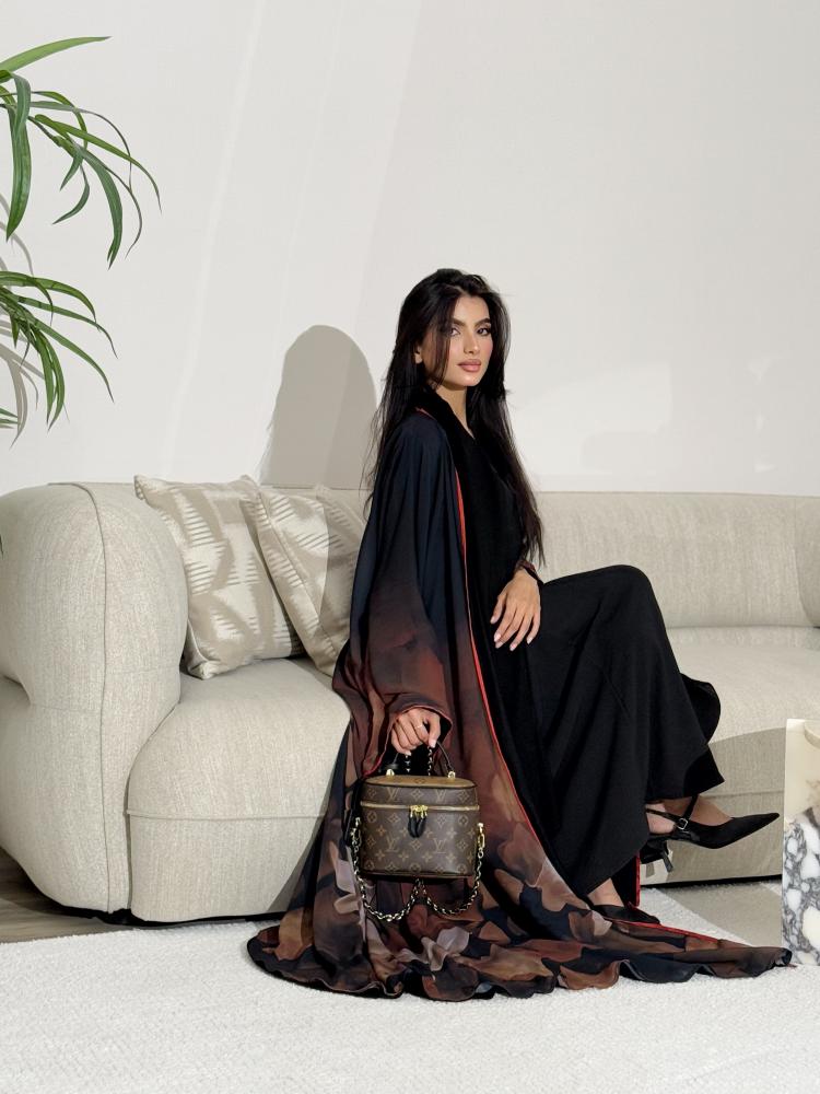 عباية شيفون أسود مبطن قصة كلوش