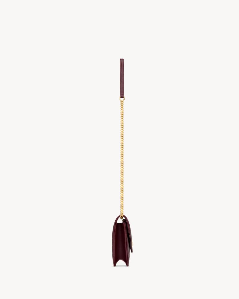Saint Laurent | CASSANDRE ENVELOPE CHAIN ​​WALLET IN LAMBSKIN | RED CABERNET