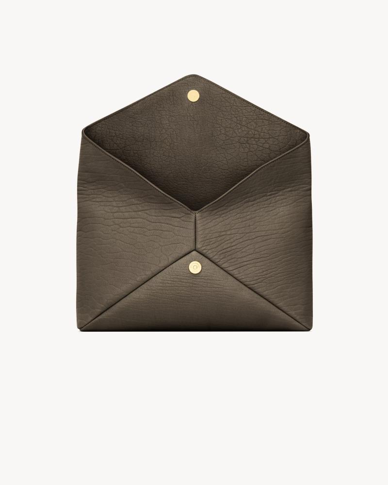 Saint Laurent | CASSANDRE large lambskin envelope clutch | LIGHT MUSK