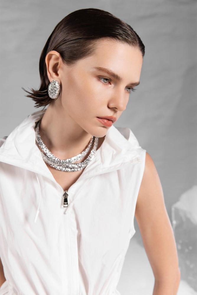 APM Monaco | hiver | Sterling Silver | statement earrings with Ice maze design