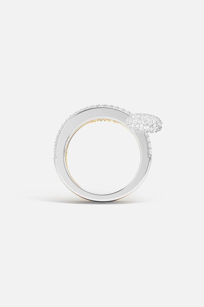 APM Monaco |  morse code  | 18k Rose Gold Plated | خاتم Love, Smile, Bonheur ثلاثي الحلقات بدبوس أمان
