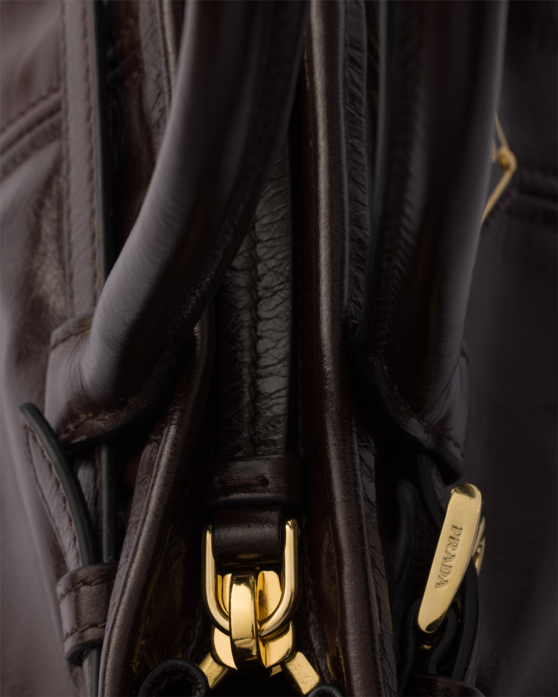 Prada | Prada Bonnie leather mini handbag  |  Color:  Dark Brown
