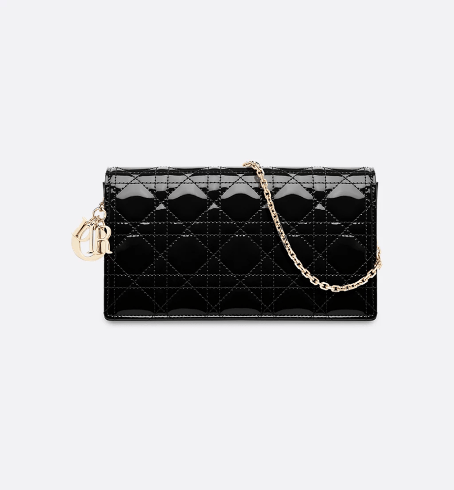 Dior | Lady Dior Pouch | Black Patent Cannage Calfskin