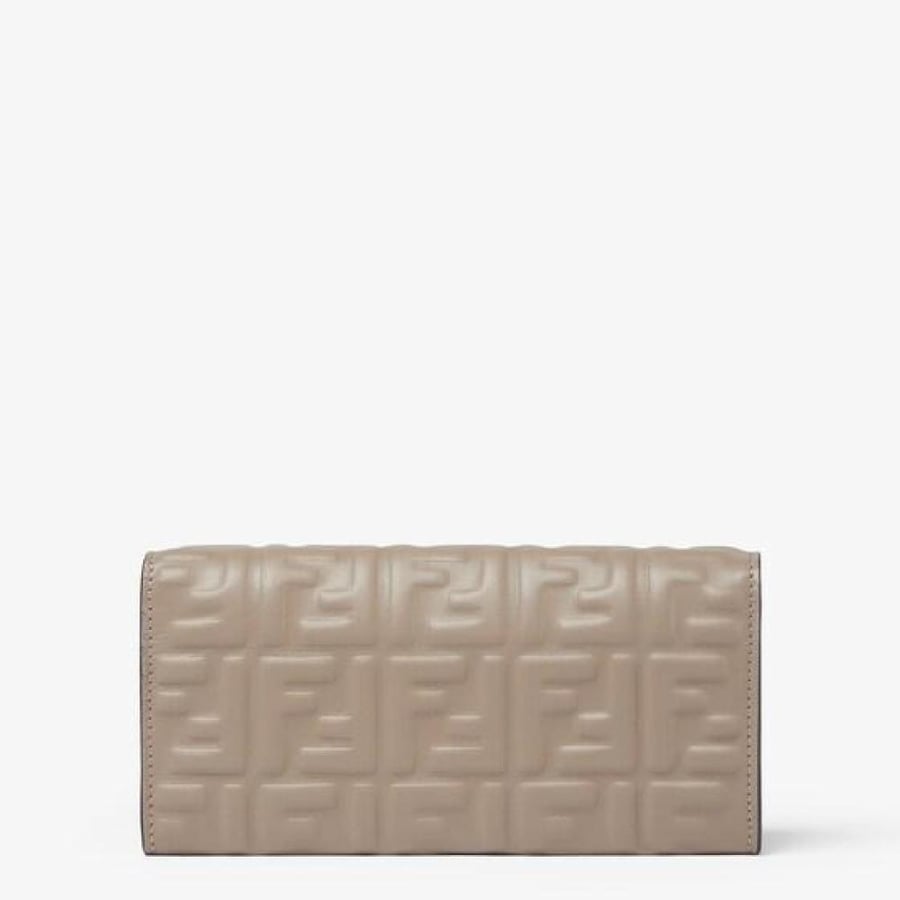 Fendi | Baguette Continental With Chain | Dove grey nappa leather wallet