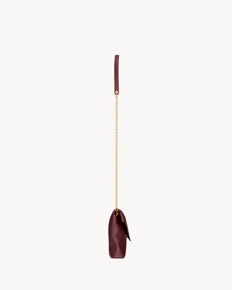 Saint Laurent | Cassandre shiny leather chain clutch | DARK RUBY