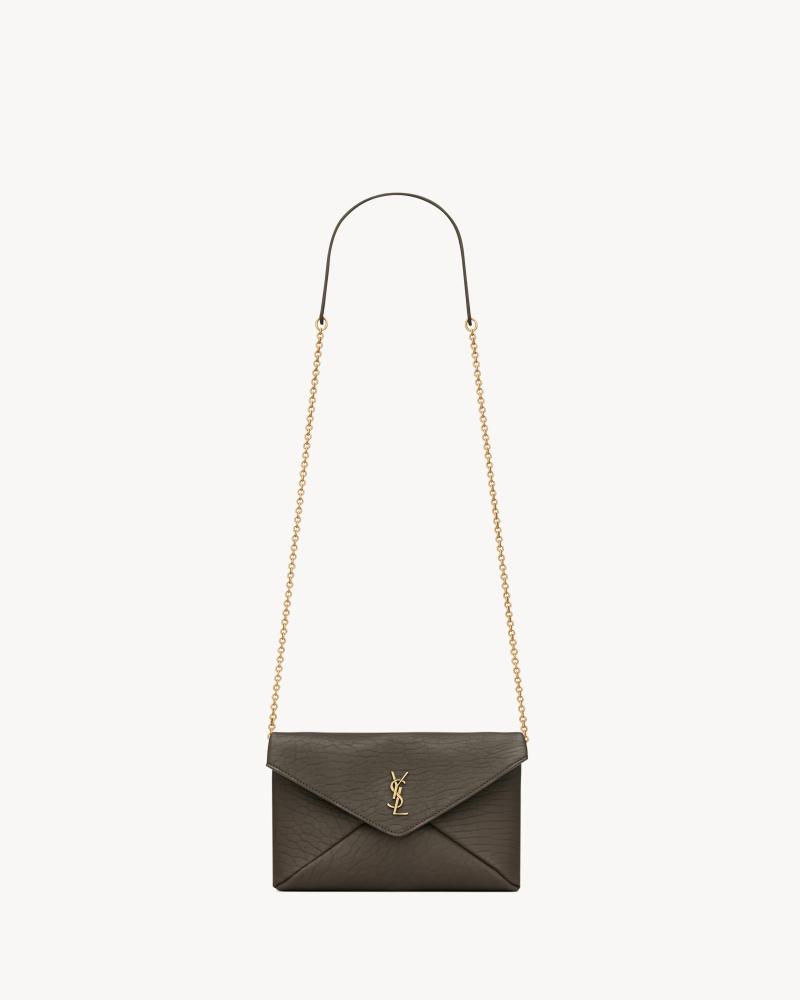 Saint Laurent | Cassandre lambskin chain clutch | LIGHT MUSK