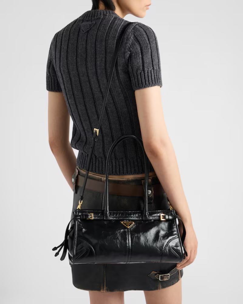 Prada | Prada Bonnie medium leather handbag  |  Color:  Black