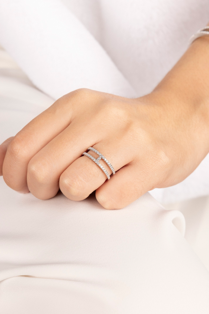 APM Monaco | croisette | Sterling Silver | خاتم مرصع مزدوج الخط