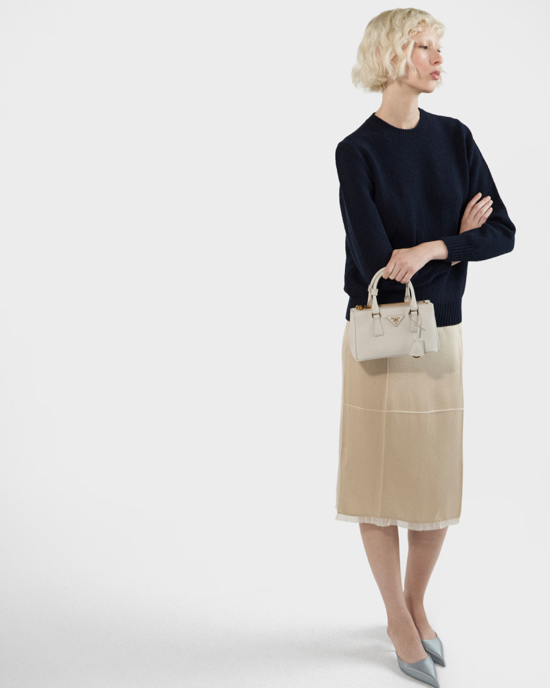 Prada | Prada Galleria mini Saffiano leather bag  |  Color:  Chalk White