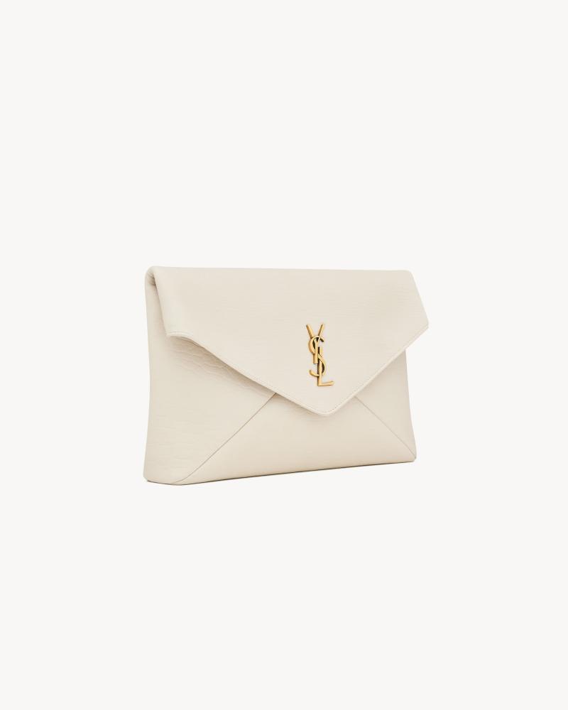 Saint Laurent | CASSANDRE large lambskin envelope clutch | VINTAGE WHITE
