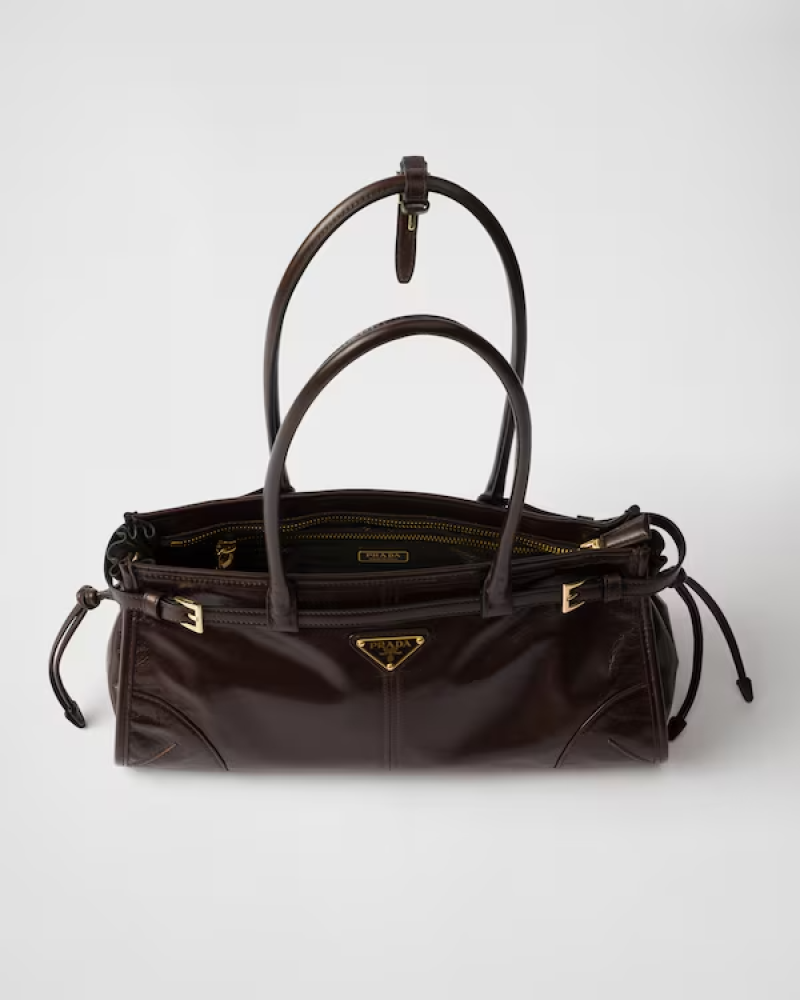 Prada | Prada Bonnie medium leather handbag  |  Color:  Dark Brown