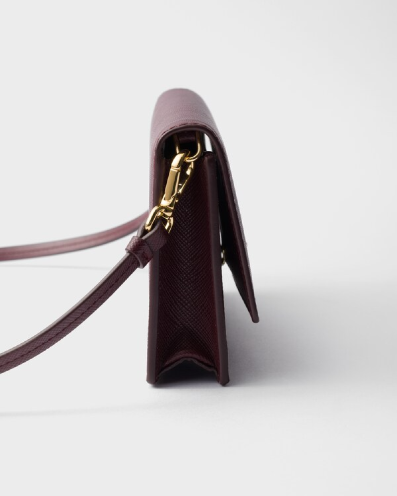 Prada | Saffiano leather mini-bag  |  Color:  Burgundy
