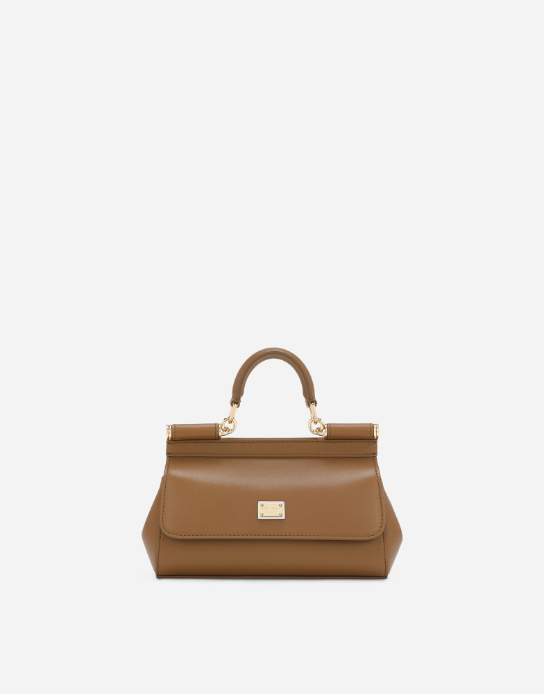 Dolce&Gabbana | Mini Sicily handbag in dauphine calfskin | Brown