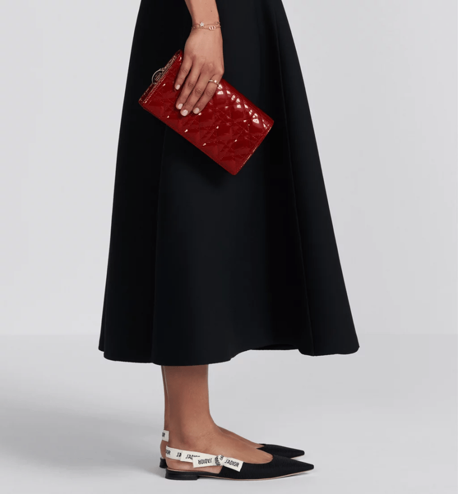 Dior | Lady Dior Pouch with Chain | Cherry Red Patent Cannage Calfskin