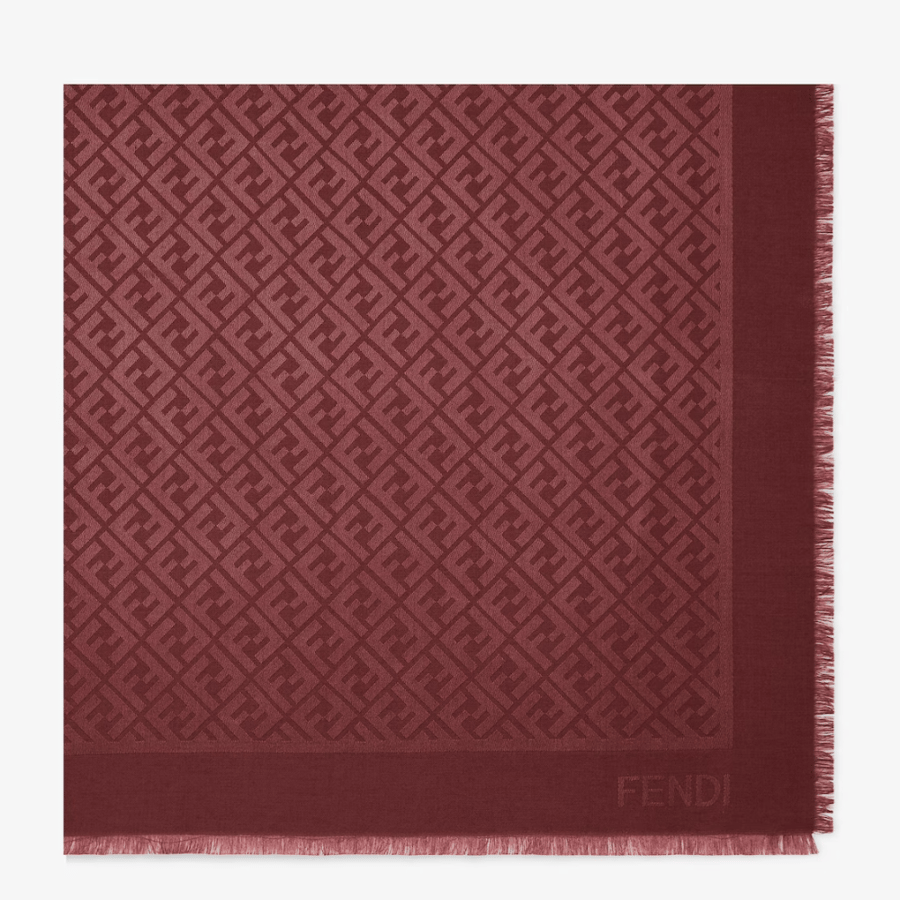 Fendi | Burgundy silk and wool shawl | Color: Red