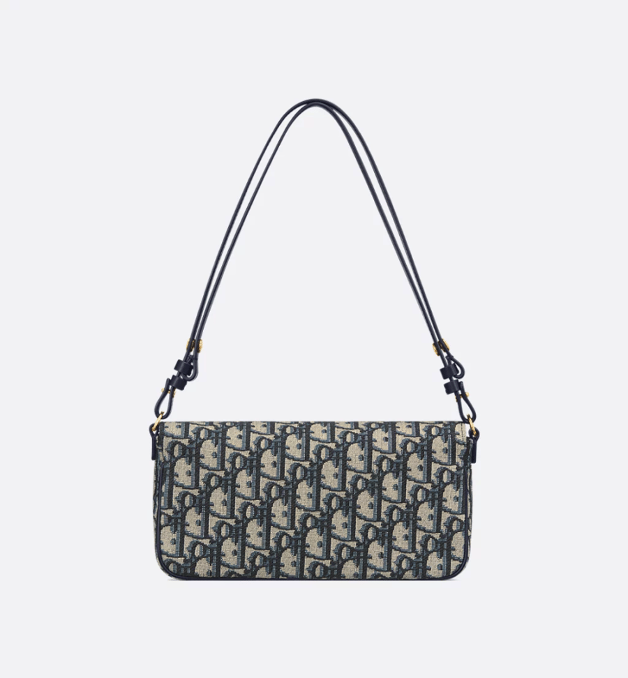 Dior | 30 Montaigne D-Vine Pouch with Chain | Blue Dior Oblique Jacquard