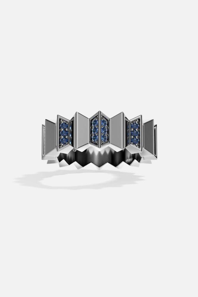 APM Monaco |   yacht club | Sterling silver | خاتم Up and Down عريض ازرق