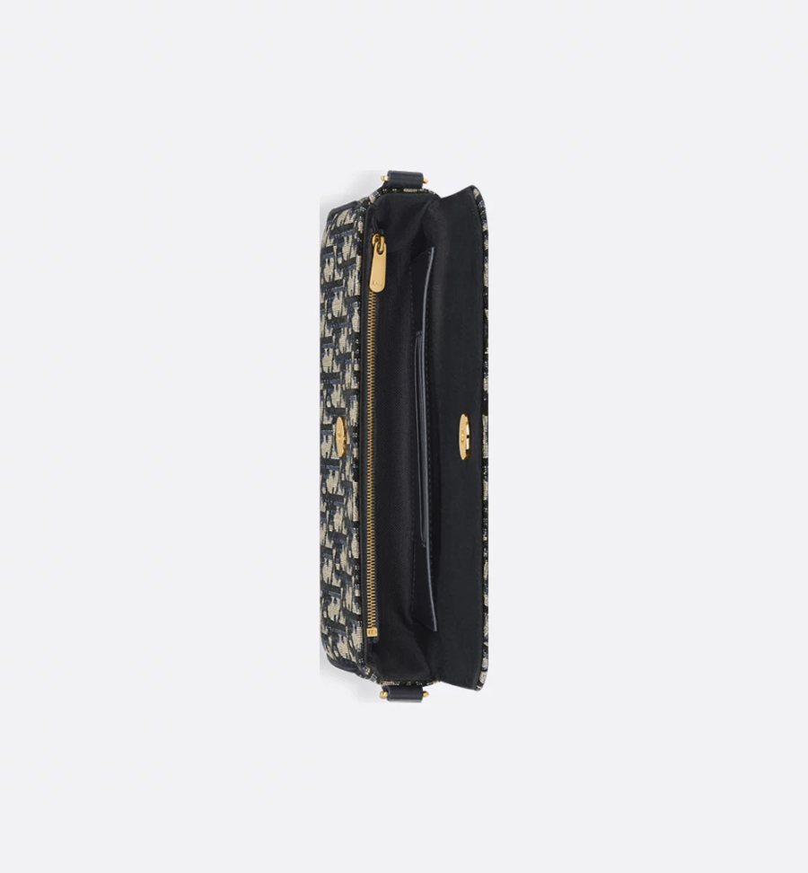Dior | 30 Montaigne D-Vine Pouch with Chain | Blue Dior Oblique Jacquard