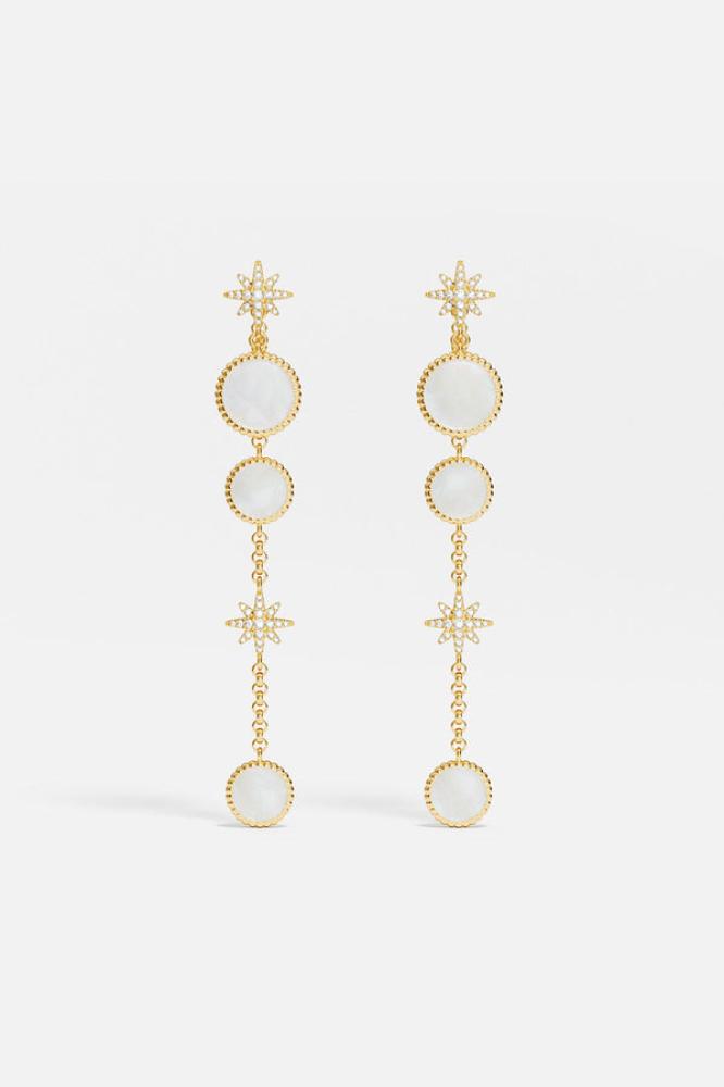 APM Monaco | mediterranee | 18k Yellow Gold Plated | Jacket earring Météorites encrusted with pearl sweat