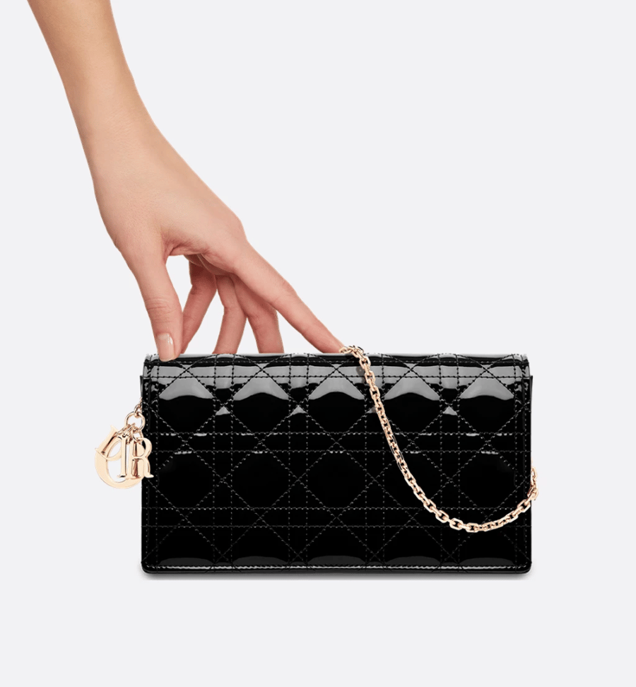 Dior | Lady Dior Pouch | Black Patent Cannage Calfskin